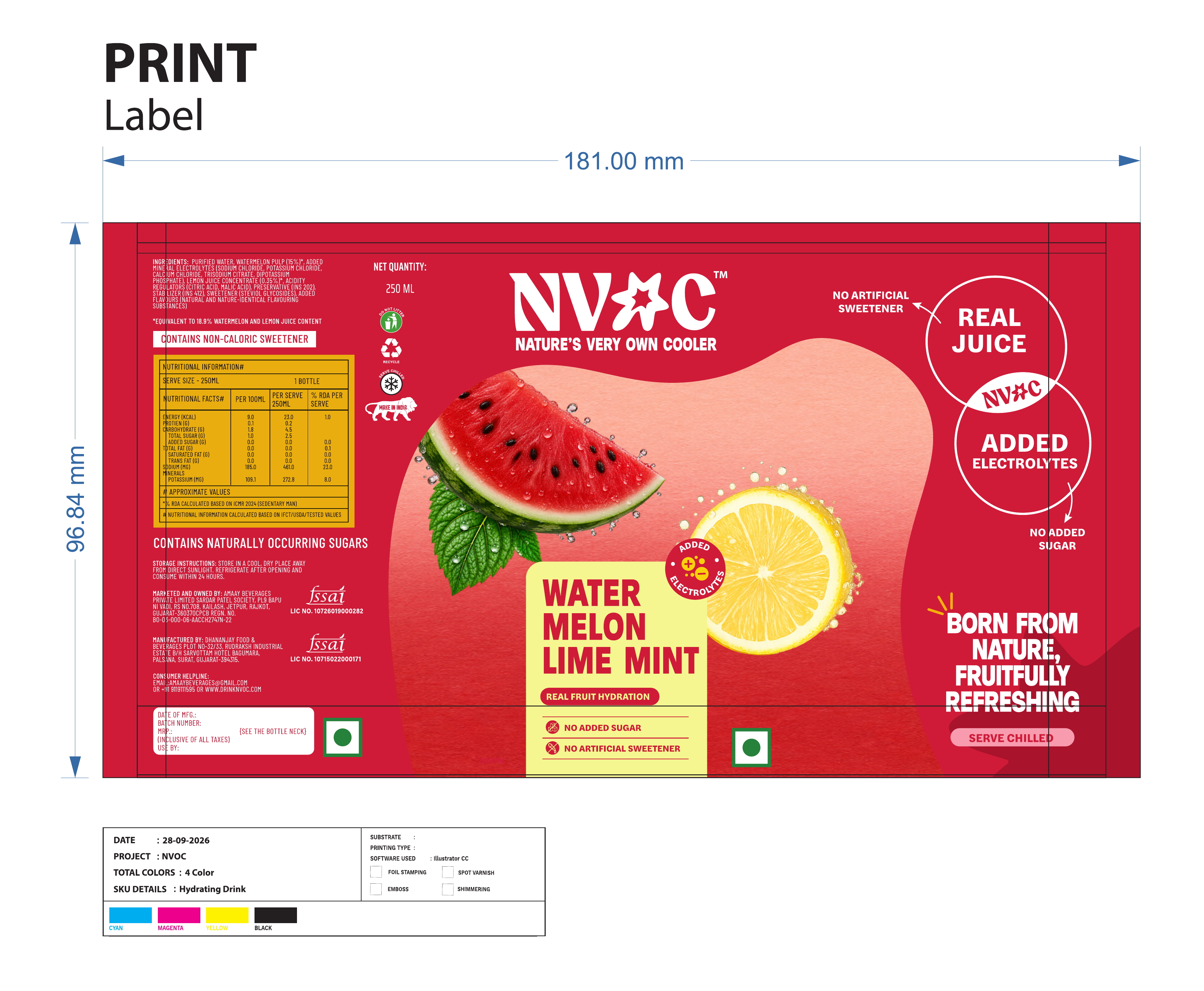 Full supplied Watermelon Lime Mint product label